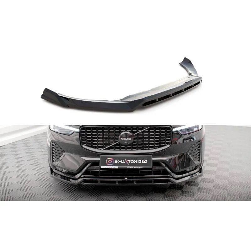 Maxton - Lame Du Pare-Chocs Avant Volvo XC60 R-Design Mk2 Facelift Noir Brillant
