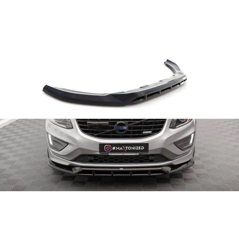 Maxton - Lame Du Pare-Chocs Avant Volvo XC60 R-Design Mk1 Facelift Noir Brillant