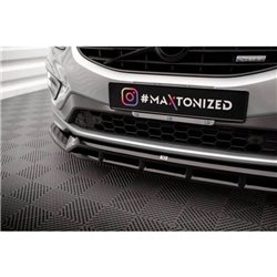 Maxton - Lame Du Pare-Chocs Avant Volvo XC60 R-Design Mk1 Facelift Noir Brillant