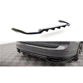 Maxton - Arriere Splitter (avec une barre verticale) Volvo V90 / S90 R-Design Mk2 Noir Brillant