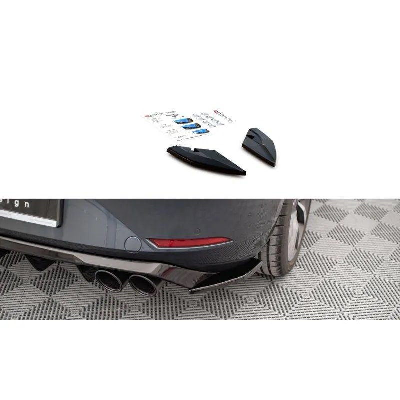 Maxton - Lames De Pare-Chocs Arrière Latérales Seat Leon FR Hatchback Mk4 Noir Brillant