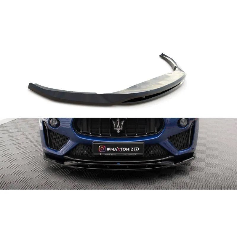 Maxton - Lame Du Pare-Chocs Avant Maserati Levante GTS / Trofeo Mk1 Noir Brillant