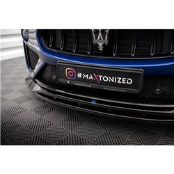 Maxton - Lame Du Pare-Chocs Avant Maserati Levante GTS / Trofeo Mk1 Noir Brillant