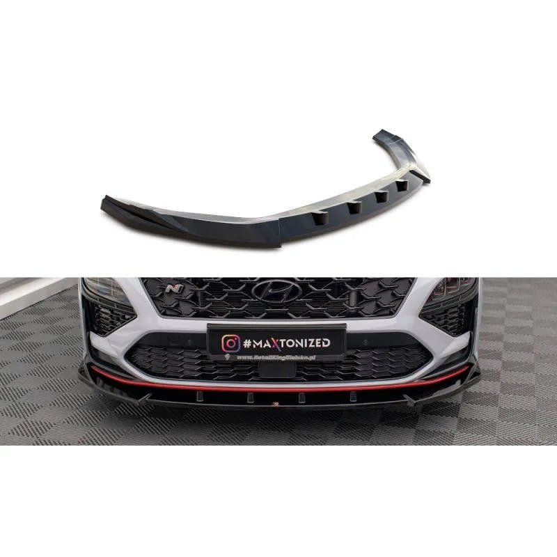 Maxton - Lame Du Pare-Chocs Avant V.2 Hyundai Kona N Mk1 Noir Brillant