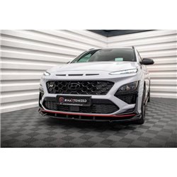 Maxton - Lame Du Pare-Chocs Avant V.2 Hyundai Kona N Mk1 Noir Brillant