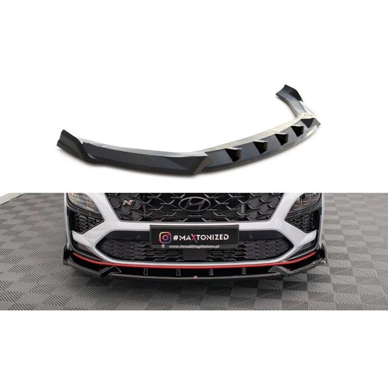 Maxton - Lame Du Pare-Chocs Avant V.1 Hyundai Kona N Mk1 Noir Brillant