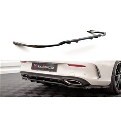 Maxton - Arriere Splitter (avec une barre verticale) Mercedes-Benz C Coupe AMG-Line C205 Facelift Noir Brillant