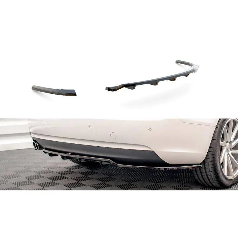 Maxton - Arriere Splitter (avec une barre verticale) Audi A5 Coupe 8T Facelift Noir Brillant