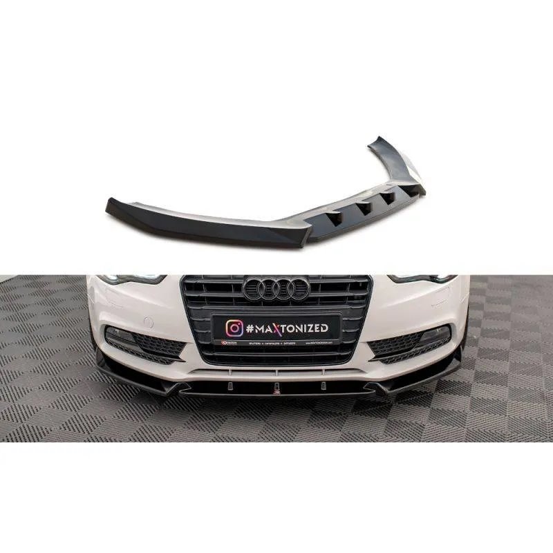 Maxton - Lame Du Pare-Chocs Avant V.1 Audi A5 Coupe / Sportback 8T Facelift Noir Brillant