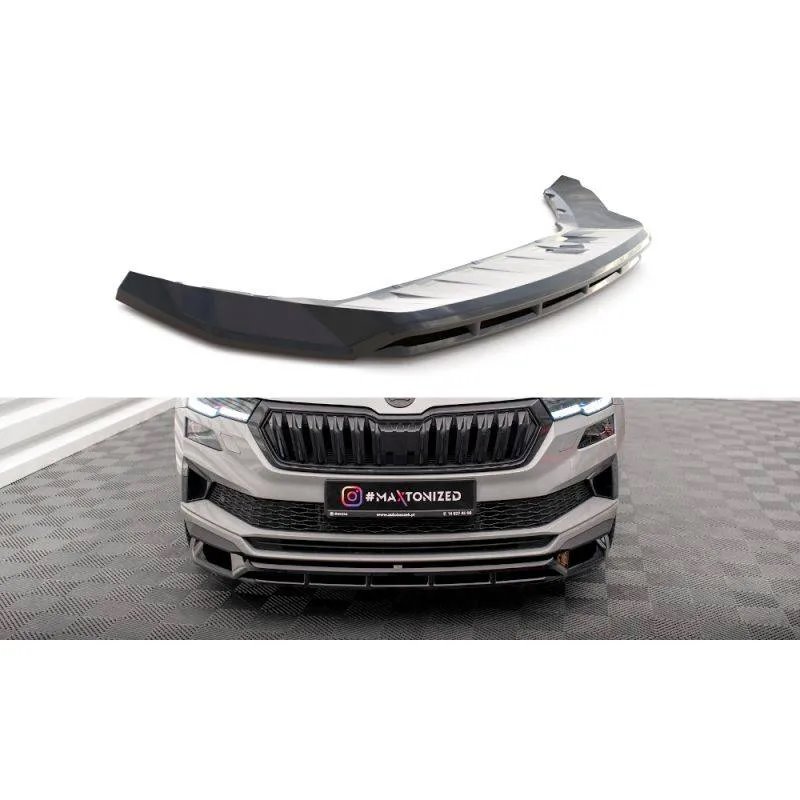 Maxton - Lame Du Pare-Chocs Avant Skoda Karoq Sportline Mk1 Facelift Noir Brillant