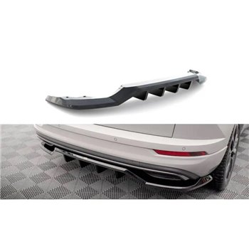 Maxton - Arriere Splitter (avec une barre verticale) Skoda Karoq Sportline Mk1 Facelift Noir Brillant
