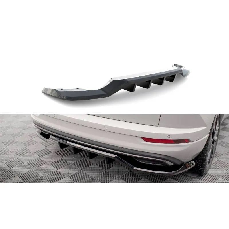 Maxton - Arriere Splitter (avec une barre verticale) Skoda Karoq Sportline Mk1 Facelift Noir Brillant