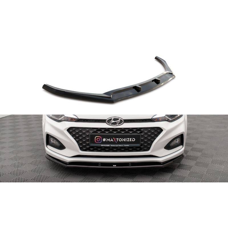 Maxton - Lame Du Pare-Chocs Avant V.1 Hyundai I20 Mk2 Facelift Noir Brillant