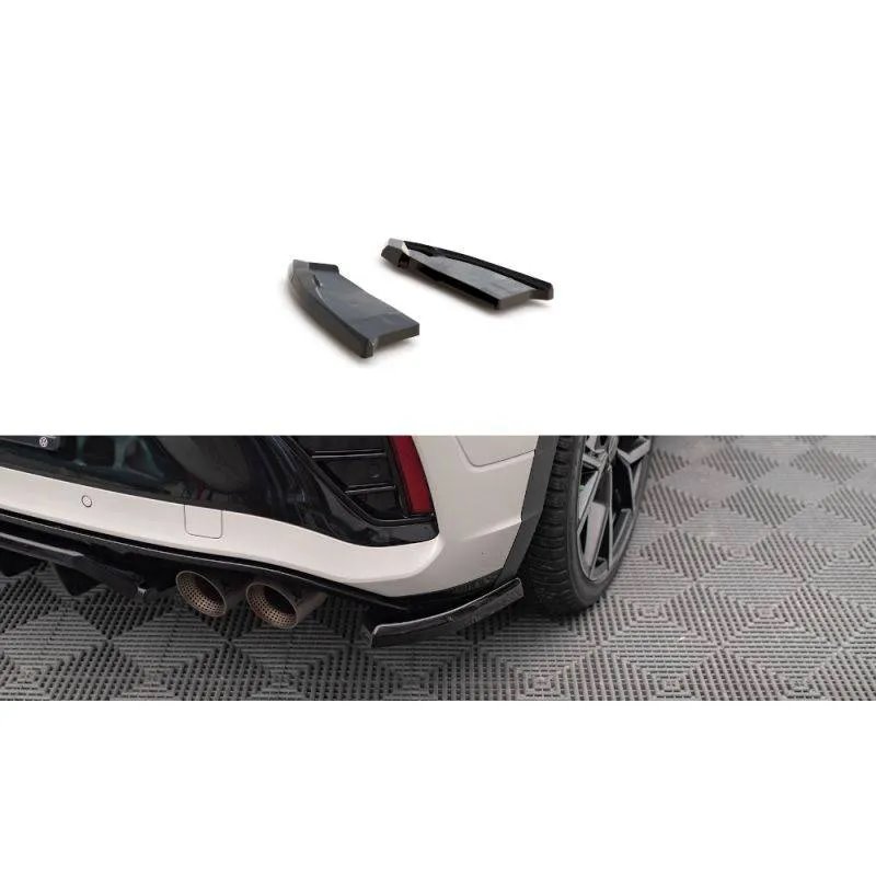 Maxton - Lames De Pare-Chocs Arrière Latérales Volkswagen T-Roc R / R-Line Mk1 Facelift Noir Brillant