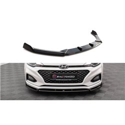 Maxton - Lame Du Pare-Chocs Avant V.2 Hyundai I20 Mk2 Facelift Noir Brillant