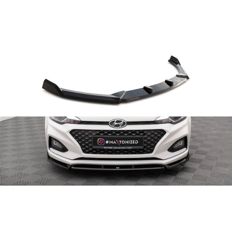 Maxton - Lame Du Pare-Chocs Avant V.2 Hyundai I20 Mk2 Facelift Noir Brillant
