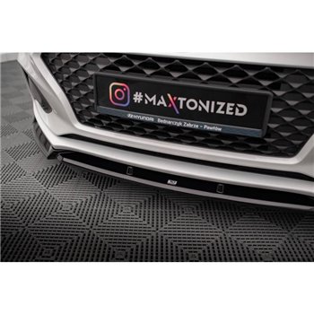 Maxton - Lame Du Pare-Chocs Avant V.2 Hyundai I20 Mk2 Facelift Noir Brillant