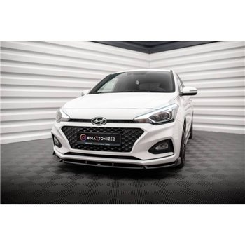 Maxton - Lame Du Pare-Chocs Avant V.2 Hyundai I20 Mk2 Facelift Noir Brillant