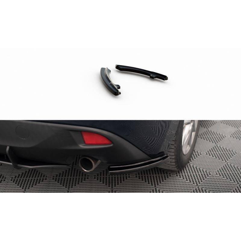 Maxton - Lames De Pare-Chocs Arrière Latérales Mazda 3 Mk3 Noir Brillant