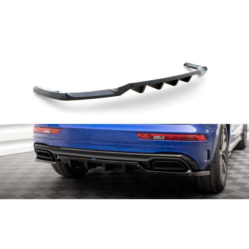 Maxton - Arriere Splitter (avec une barre verticale) Audi Q5 S-Line SUV Mk2 Facelift Noir Brillant