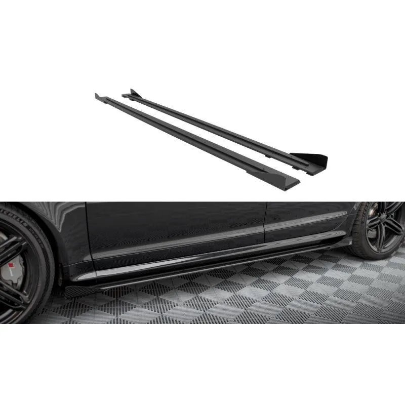 Maxton - Street Pro Rajouts Des Bas De Caisse Audi RS6 Avant C6 Noir + Rabats Brillant