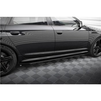 Maxton - Street Pro Rajouts Des Bas De Caisse Audi RS6 Avant C6 Noir + Rabats Brillant 