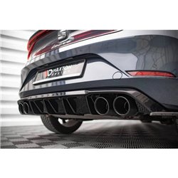 Maxton - Rajout Du Pare-Chocs Arriere + Faux Pot D'échappement Seat Leon FR Hatchback Mk4 Noir Brillant \ Chrome