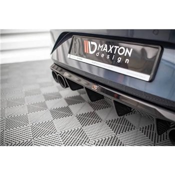 Maxton - Rajout Du Pare-Chocs Arriere + Faux Pot D'échappement Seat Leon FR Hatchback Mk4 Noir Brillant \ Chrome