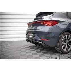 Maxton - Rajout Du Pare-Chocs Arriere + Faux Pot D'échappement Seat Leon FR Hatchback Mk4 Noir Brillant \ Chrome