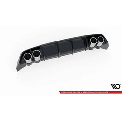 Maxton - Rajout Du Pare-Chocs Arriere + Faux Pot D'échappement Seat Leon FR Hatchback Mk4 Noir Brillant \ Chrome