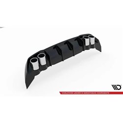 Maxton - Rajout Du Pare-Chocs Arriere + Faux Pot D'échappement Seat Leon FR Hatchback Mk4 Noir Brillant \ Chrome
