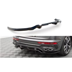 Maxton - Arriere Splitter (avec une barre verticale) Audi SQ5 / Q5 S-Line Sportback Mk2 Facelift Noir Brillant