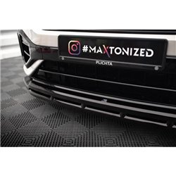 Maxton - Lame Du Pare-Chocs Avant V.1 Volkswagen T-Roc R / R-Line Mk1 Facelift Noir Brillant