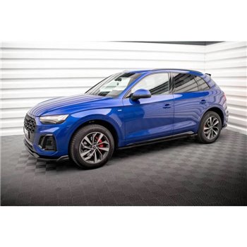 Maxton - Rajouts Des Bas De Caisse Audi SQ5 / Q5 S-Line SUV / Sportback Mk2 Facelift Noir Brillant