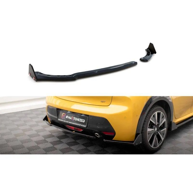 Maxton - Lames De Pare-Chocs Arrière Latérales V.1 + Ailerons Peugeot 208 GT Mk2 Noir Brillant