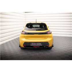 Maxton - Lames De Pare-Chocs Arrière Latérales V.1 + Ailerons Peugeot 208 GT Mk2 Noir Brillant