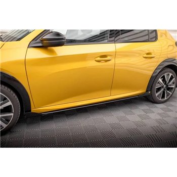 Maxton - Street Pro Rajouts Des Bas De Caisse Peugeot 208 GT Mk2 Noir + Rabats Brillant 