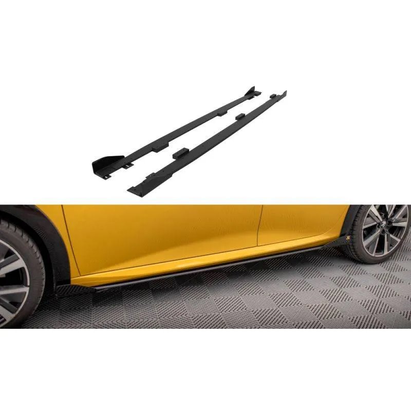 Maxton - Street Pro Rajouts Des Bas De Caisse Peugeot 208 GT Mk2 Noir-Rouge + Rabats Brillant