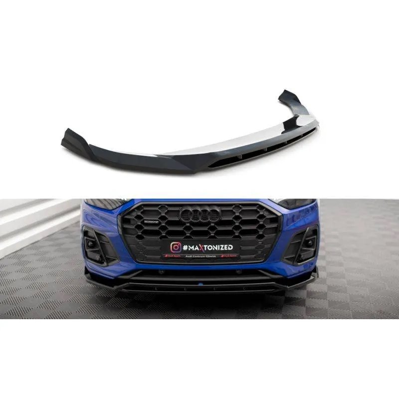 Maxton - Lame Du Pare-Chocs Avant V.1 Audi SQ5 / Q5 S-Line SUV / Sportback Mk2 Facelift Noir Brillant