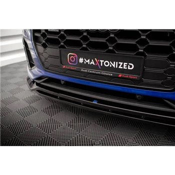 Maxton - Lame Du Pare-Chocs Avant V.1 Audi SQ5 / Q5 S-Line SUV / Sportback Mk2 Facelift Noir Brillant