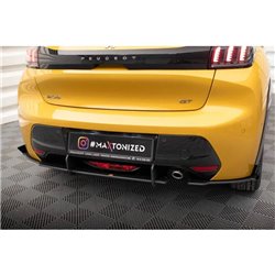 Maxton - Street Pro Lame Du Pare Chocs Arriere Peugeot 208 GT Mk2 Noir-Rouge + Rabats Brillant