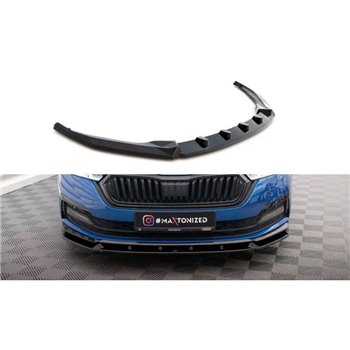 Maxton - Lame Du Pare-Chocs Avant V.1 Skoda Octavia Sportline Mk4 Noir Brillant
