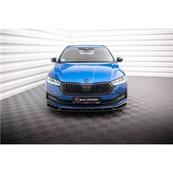 Maxton - Lame Du Pare-Chocs Avant V.1 Skoda Octavia Sportline Mk4 Noir Brillant