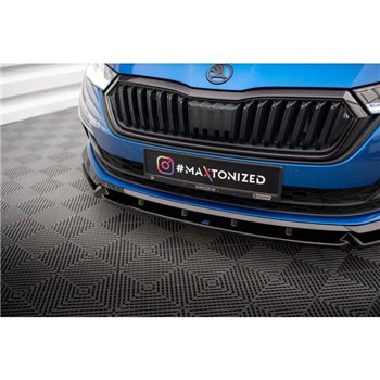 Maxton - Lame Du Pare-Chocs Avant V.1 Skoda Octavia Sportline Mk4 Noir Brillant