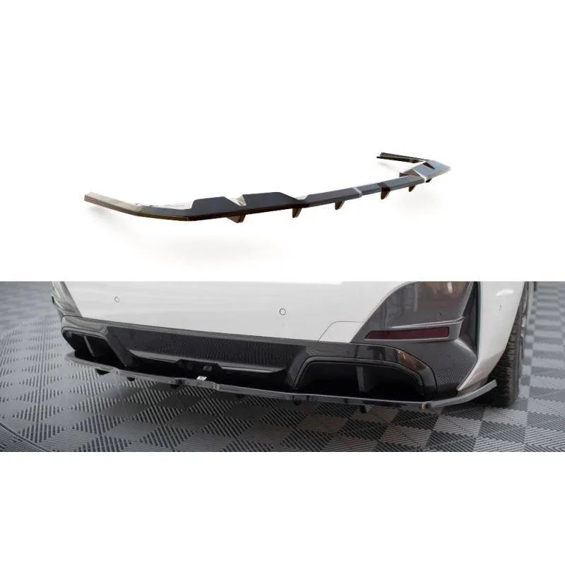 Maxton - Arriere Splitter (avec une barre verticale) V.1 BMW i4 M-Pack G26 Noir Brillant