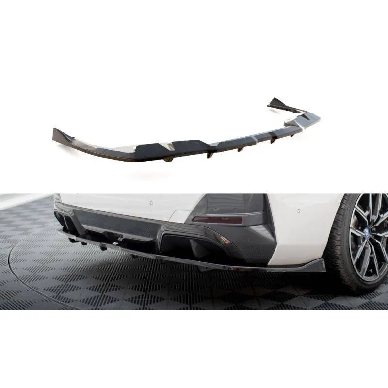 Maxton - Arriere Splitter (avec une barre verticale) V.2 BMW i4 M-Pack G26 Noir Brillant