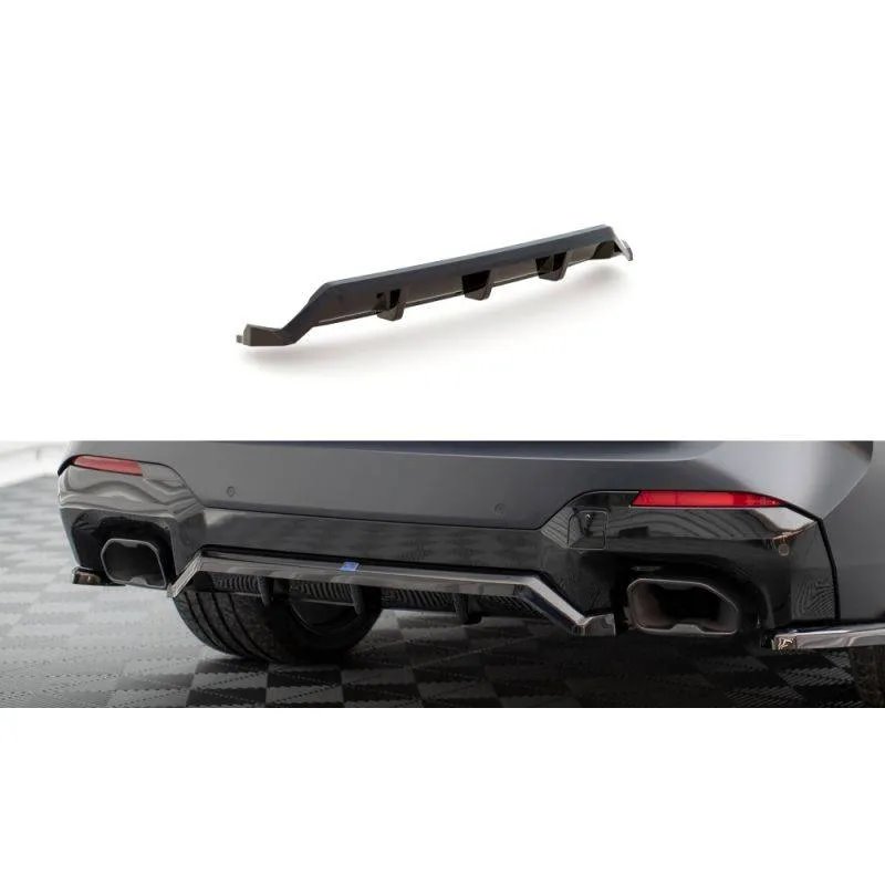 Maxton - Arriere Splitter (avec une barre verticale) BMW X3 M-Pack G01 Facelift Noir Brillant