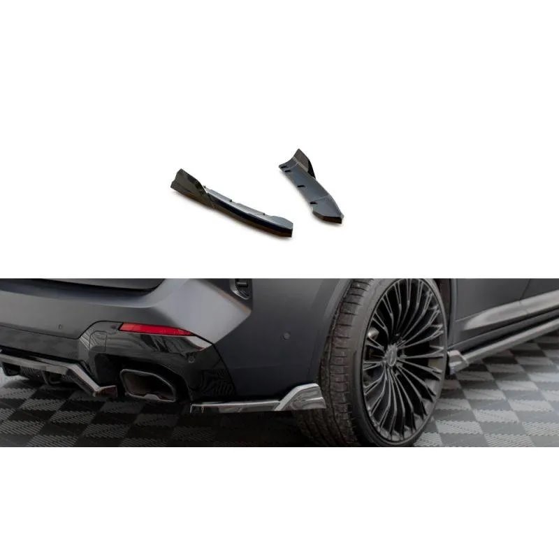 Maxton - Lames De Pare-Chocs Arrière Latérales BMW X3 M-Pack G01 Facelift Noir Brillant