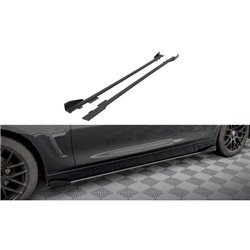 Maxton - Street Pro Rajouts Des Bas De Caisse BMW 4 Gran Coupe F36 Noir-Rouge + Rabats Brillant