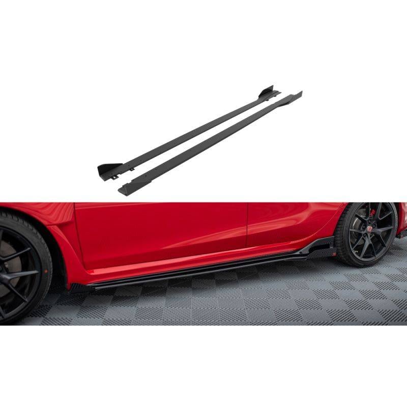 Maxton - Street Pro Rajouts Des Bas De Caisse Honda Civic Type-R Mk 11 Noir-Rouge + Rabats Brillant